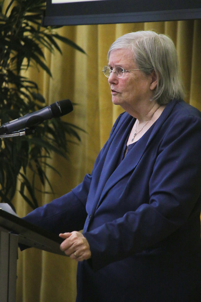 Jeanne Sinquefield delivers remarks during the grand opening ceremony